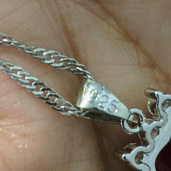 Sterling Silver filled and Cubic Zirconia Hearts Jewelry Sets Necklace Earrings. - Picture 4 of 6